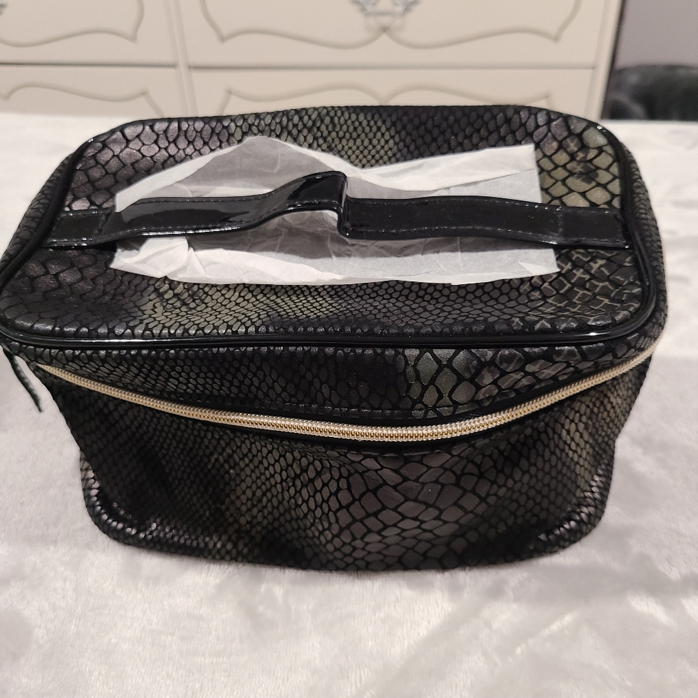 LANCOME snakeskin print makeup bag